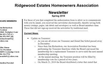 Newsletter – Spring 2018