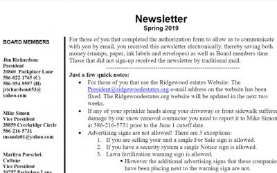 Newsletter – Spring 2019